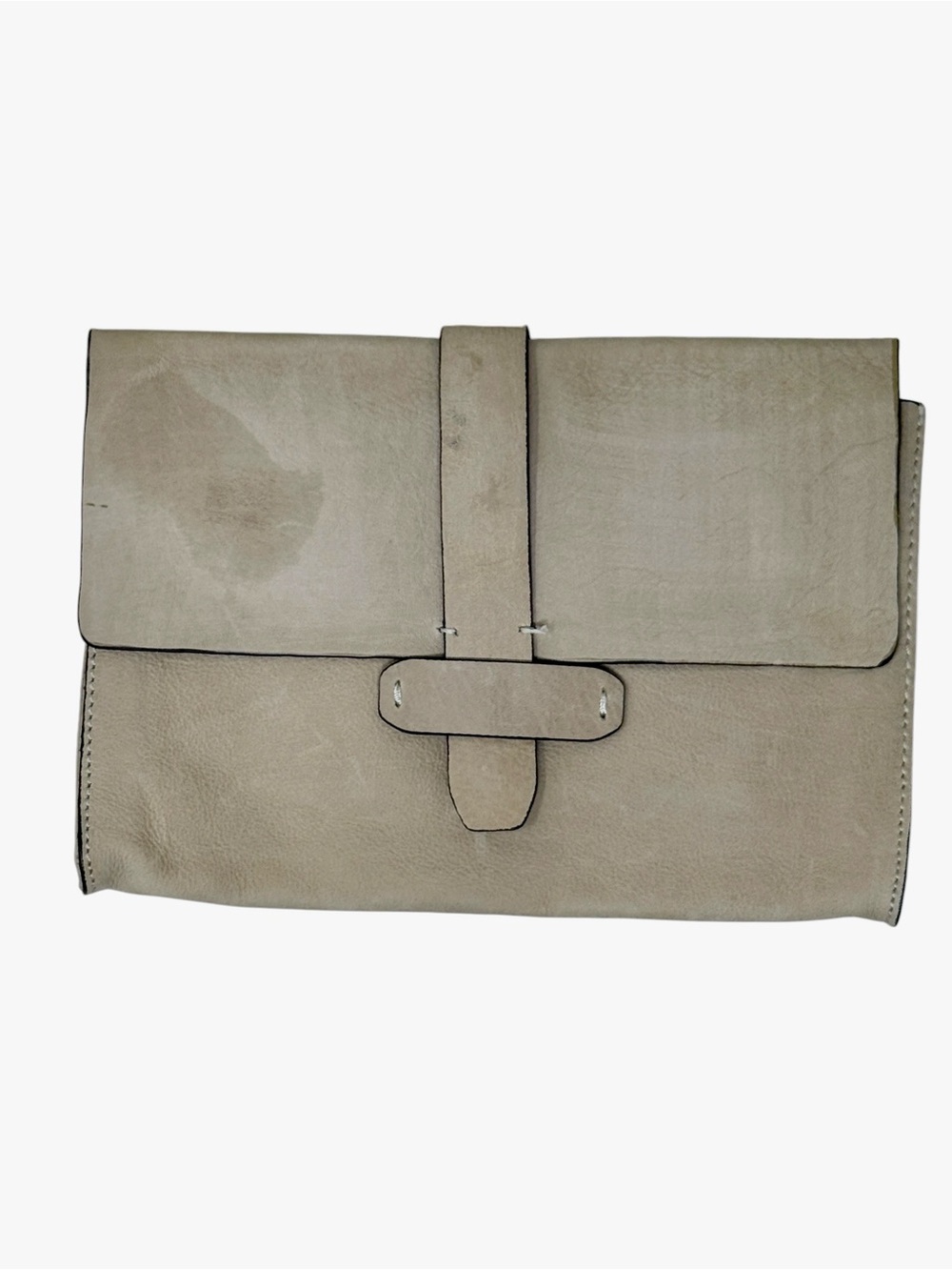 GAP Grey Suede Leather Envelope Clutch Bag Foldover Minimalist Purse